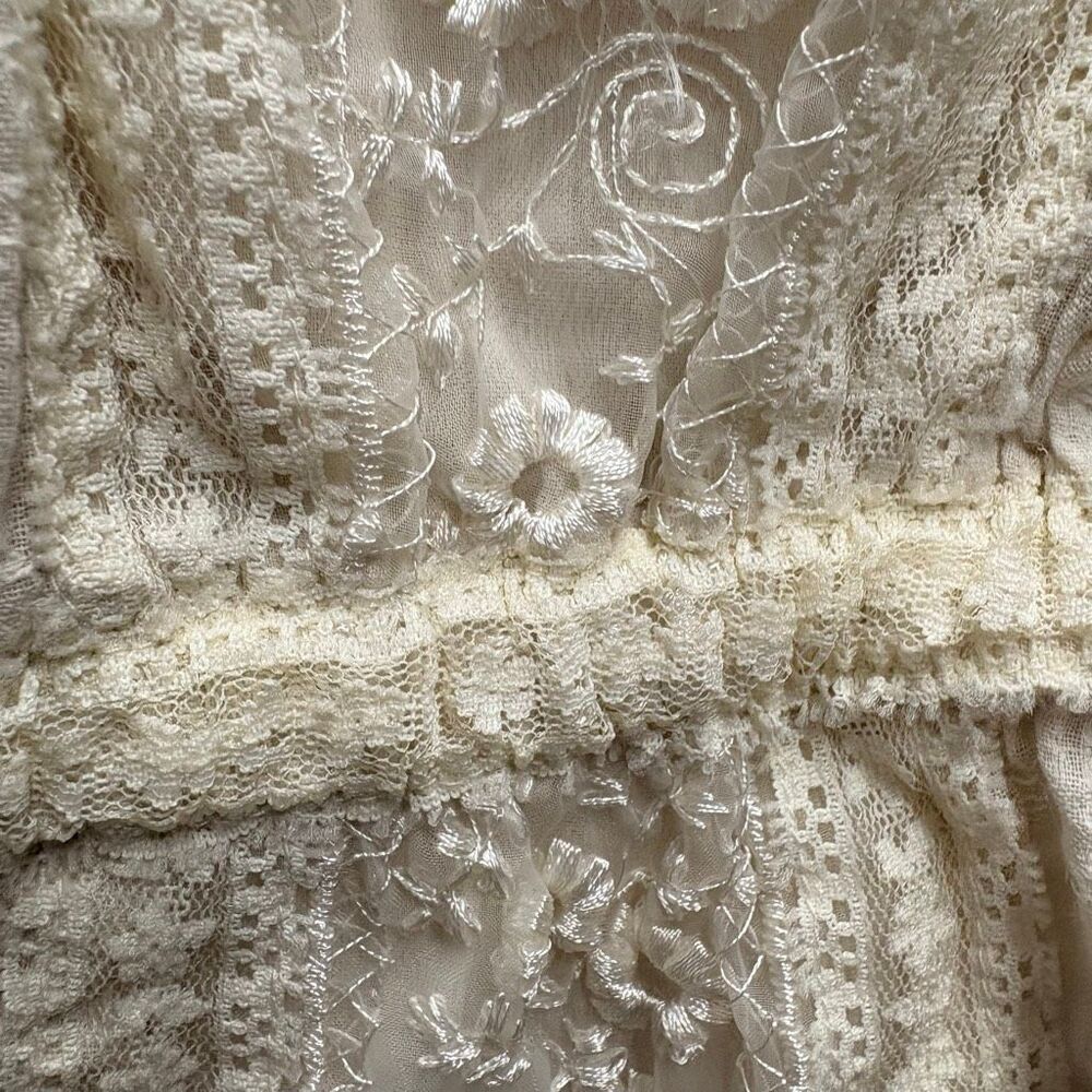 Canyon River Blues XL Cream Embroidered Lace Blouse Boho Colonial Romantic Artsy - Picture 8 of 10